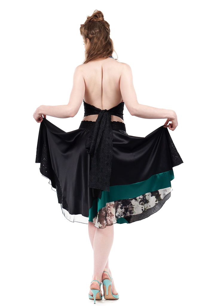 scarab striations circle skirt - Poema Tango Clothes: handmade luxury clothing for Argentine tango