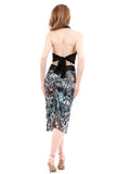 sequined serpent long ruched skirt