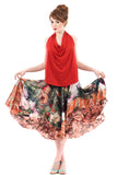 painted red peony skirt