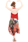 painted red peony skirt