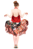 painted red peony skirt