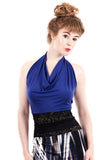 the signature halter in cobalt bamboo