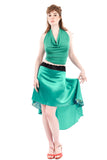 the signature skirt in jade charmeuse