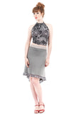 silver trim fluted skirt