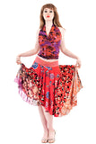 red drama circle skirt