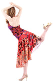 red drama circle skirt
