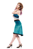 turquoise velvet ruffled skirt