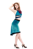 turquoise velvet ruffled skirt