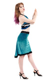 turquoise velvet ruffled skirt