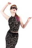 italian flocked mesh tie-neck halter