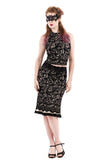 italian flocked mesh ruched skirt