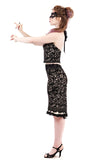 italian flocked mesh ruched skirt