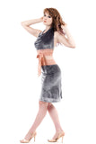 silver & peach velvet ruched skirt