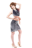 silver & peach velvet ruched skirt