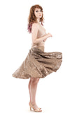the signature skirt in glitter moss and gold silk