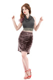 mink crushed velvet skirt