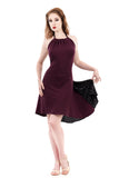 plum moire & black glitter dress