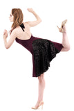 plum moire & black glitter dress