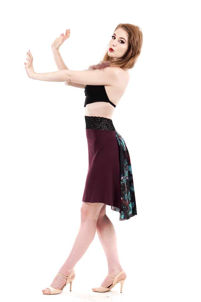 the signature skirt in plum moire and mazarine