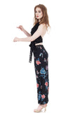 black porcelain high-waist tango trousers - Poema Tango Clothes: handmade luxury clothing for Argentine tango