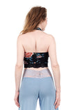 black porcelain ruched halter - Poema Tango Clothes: handmade luxury clothing for Argentine tango