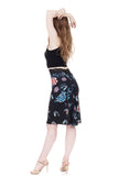 black porcelain ruched skirt - Poema Tango Clothes: handmade luxury clothing for Argentine tango