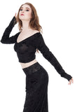 black rose burnout sleeved top - Poema Tango Clothes: handmade luxury clothing for Argentine tango