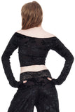 black rose burnout sleeved top - Poema Tango Clothes: handmade luxury clothing for Argentine tango