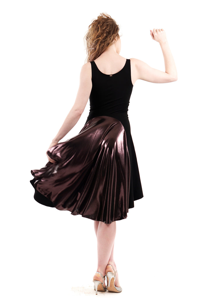 black rust & glitzy plum tank dress - Poema Tango Clothes: handmade luxury clothing for Argentine tango