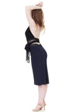 blue shadow ruched skirt - Poema Tango Clothes: handmade luxury clothing for Argentine tango