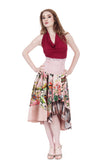 botanic flush and watercolor windowpane circle skirt - Poema Tango Clothes: handmade luxury clothing for Argentine tango