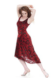 burnout velvet roses draped tank dress - Poema Tango Clothes: handmade luxury clothing for Argentine tango