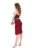 cabernet and sweetrose ruched skirt - Poema Tango Clothes: handmade luxury clothing for Argentine tango