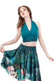 cerulean ruched halter - Poema Tango Clothes: handmade luxury clothing for Argentine tango