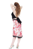 cherry blossoms fluted embellished skirt - Poema Tango Clothes: handmade luxury clothing for Argentine tango