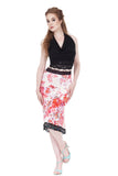 cherry blossoms fluted embellished skirt - Poema Tango Clothes: handmade luxury clothing for Argentine tango