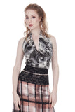 cityscape & lace draped halter - Poema Tango Clothes: handmade luxury clothing for Argentine tango