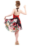 crimson & spilled flower silk dress - Poema Tango Clothes: handmade luxury clothing for Argentine tango