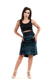 crushed fir velvet fluted skirt - Poema Tango Clothes: handmade luxury clothing for Argentine tango