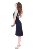 dappled dark & blue shadow ruched dress - Poema Tango Clothes: handmade luxury clothing for Argentine tango