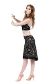 flocked mesh and leafy trim fluted skirt - Poema Tango Clothes: handmade luxury clothing for Argentine tango