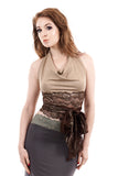 gilded marzipan wrap top - Poema Tango Clothes: handmade luxury clothing for Argentine tango