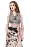 gilt shimmer & icing lace wrap top - Poema Tango Clothes: handmade luxury clothing for Argentine tango