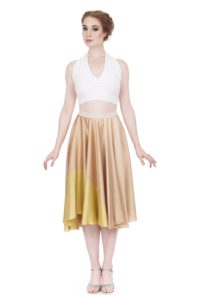 gold-dipped rose gold silk skirt - Poema Tango Clothes: handmade luxury clothing for Argentine tango