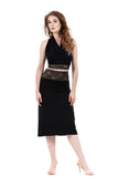 green french lace high-waist ruched skirt - Poema Tango Clothes: handmade luxury clothing for Argentine tango