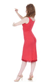 hot coral ruched tank dress - Poema Tango Clothes: handmade luxury clothing for Argentine tango