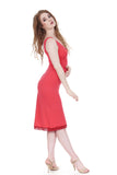 hot coral ruched tank dress - Poema Tango Clothes: handmade luxury clothing for Argentine tango