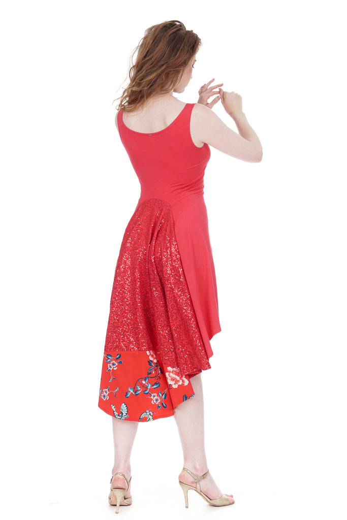hot coral signature tank dress - Poema Tango Clothes: handmade luxury clothing for Argentine tango