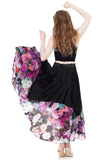 ink & italian bouquet silk skirt - Poema Tango Clothes: handmade luxury clothing for Argentine tango