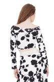 ink stroke blooms off-the-shoulder top - Poema Tango Clothes: handmade luxury clothing for Argentine tango